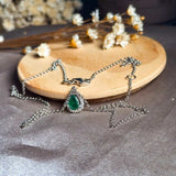 Gargantilha Em Ouro Branco Com Gota De Esmeralda E Diamantes