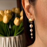 Brincos Pendentes Em Ouro Amarelo Com Pérolas Barrocas