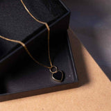 Pingente Coração Em Ouro Amarelo Com Ônix