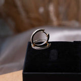 Brincos Argola Em Ouro Amarelo Com Safiras Brancas