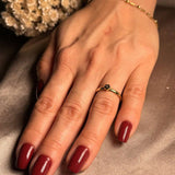 Anel Falange Flor Ouro Amarelo Diamante