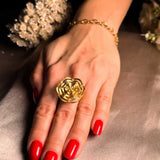 Anel Flor Em Ouro Amarelo Com Diamantes