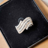 Anel Vivara Bold Ouro Branco Com Diamantes Brancos E Fancy