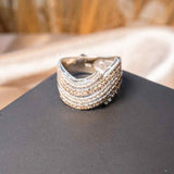 Anel Vivara Bold Ouro Branco Com Diamantes Brancos E Fancy