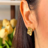 Brincos Vivara Square Em Ouro Amarelo Com Diamantes