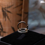 Brincos Argola Em Ouro Amarelo Com Safiras Brancas