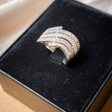 Anel Vivara Bold Ouro Branco Com Diamantes Brancos E Fancy