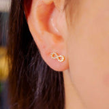 Brincos Stud Infinito Em Ouro Amarelo E Safiras