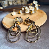 Brincos Pendentes Elos Em Ouro Rosê Com Diamantes Cognac