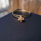 Anel Chuveirinho Flor Em Ouro Amarelo Com Diamantes