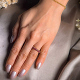 Anel Aliança Inteira Em Ouro Amarelo Com Rubis De 07 Pontos