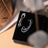 Brincos Pendente Curvas Em Ouro Branco Com Diamantes