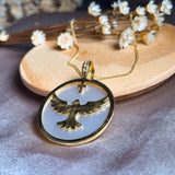 Pingente Medalha Espírito Santo Ouro Amarelo E Madrepérola