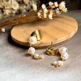 Brincos Pendentes Em Ouro Amarelo Com Pérolas Barrocas