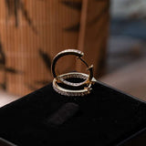 Brincos Argola Em Ouro Amarelo Com Safiras Brancas