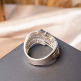 Anel Vivara Bold Ouro Branco Com Diamantes Brancos E Fancy