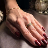 Anel Laços De Ouro Amarelo Cravejado De Diamantes