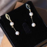 Brincos Pendente Em Ouro Amarelo Com Diamante E Pérolas