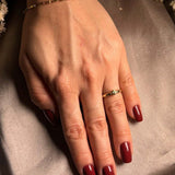 Anel Falange Flor Ouro Amarelo Diamante