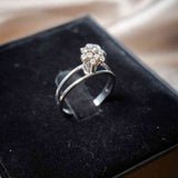 Anel Chuveirinho Moderno Bruner Em Ouro Branco Com Diamantes