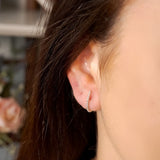 Brincos Meia Argola Vivara Em Ouro Branco Com Diamantes