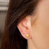 Brincos Chuveirinho Flower Em Ouro Amarelo E Diamantes