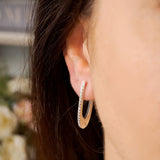 Brincos Argolas Navette Em Ouro Branco Com Diamantes