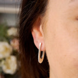 Brincos Argolas Navette Em Ouro Branco Com Diamantes