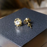 Brincos Stud Solitário Em Ouro Amarelo E Safira