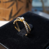 Anel Fendas Moderno Em Ouro Amarelo Com Diamantes