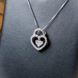 Pingente Lock Coração em Ouro Branco e Diamantes