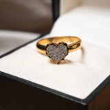 Anel Namorada Coração Em Ouro Amarelo Com Diamantes