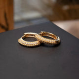 Brincos Argolinha Em Ouro Amarelo Com Safiras Brancas