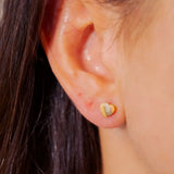 Brincos Stud Coração em Ouro Amarelo, Branco e Rosê