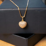 Pingente Coração Em Ouro Amarelo Com Safiras Brancas