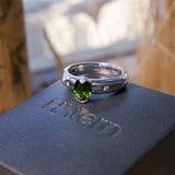 Solitário Hstern Ouro Branco Com Turmalina Verde E Diamantes