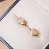 Brincos Stud Coração em Ouro Amarelo, Branco e Rosê