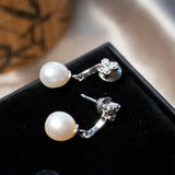 Brincos Pendente Drops Com Diamantes E Pérolas Ouro Branco