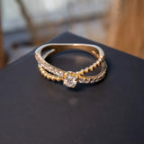 Anel Fendas Moderno Em Ouro Amarelo Com Diamantes