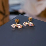 Brincos Stud Orvalho Em Ouro Amarelo Com Safira E Quartzo