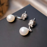 Brincos Pendente Drops Com Diamantes E Pérolas Ouro Branco