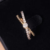 Anel Fendas Moderno Em Ouro Amarelo Com Diamantes