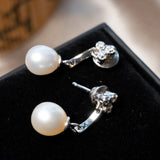 Brincos Pendente Drops Com Diamantes E Pérolas Ouro Branco