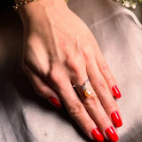 Anel Vivara Drop Em Ouro Branco Com Diamante E Pérola