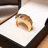 Anel Navette Moderno Em Ouro Amarelo, Branco E Rose