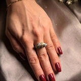 Anel Navette Moderno Em Ouro Amarelo, Branco E Rose