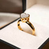 Anel Namorada Coração Em Ouro Amarelo Com Diamantes