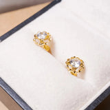 Brincos Stud Solitário Em Ouro Amarelo E Safira