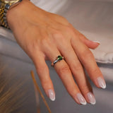 Solitário Hstern Ouro Branco Com Turmalina Verde E Diamantes