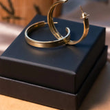 Brincos Meia Argola Grandes Em Ouro Amarelo